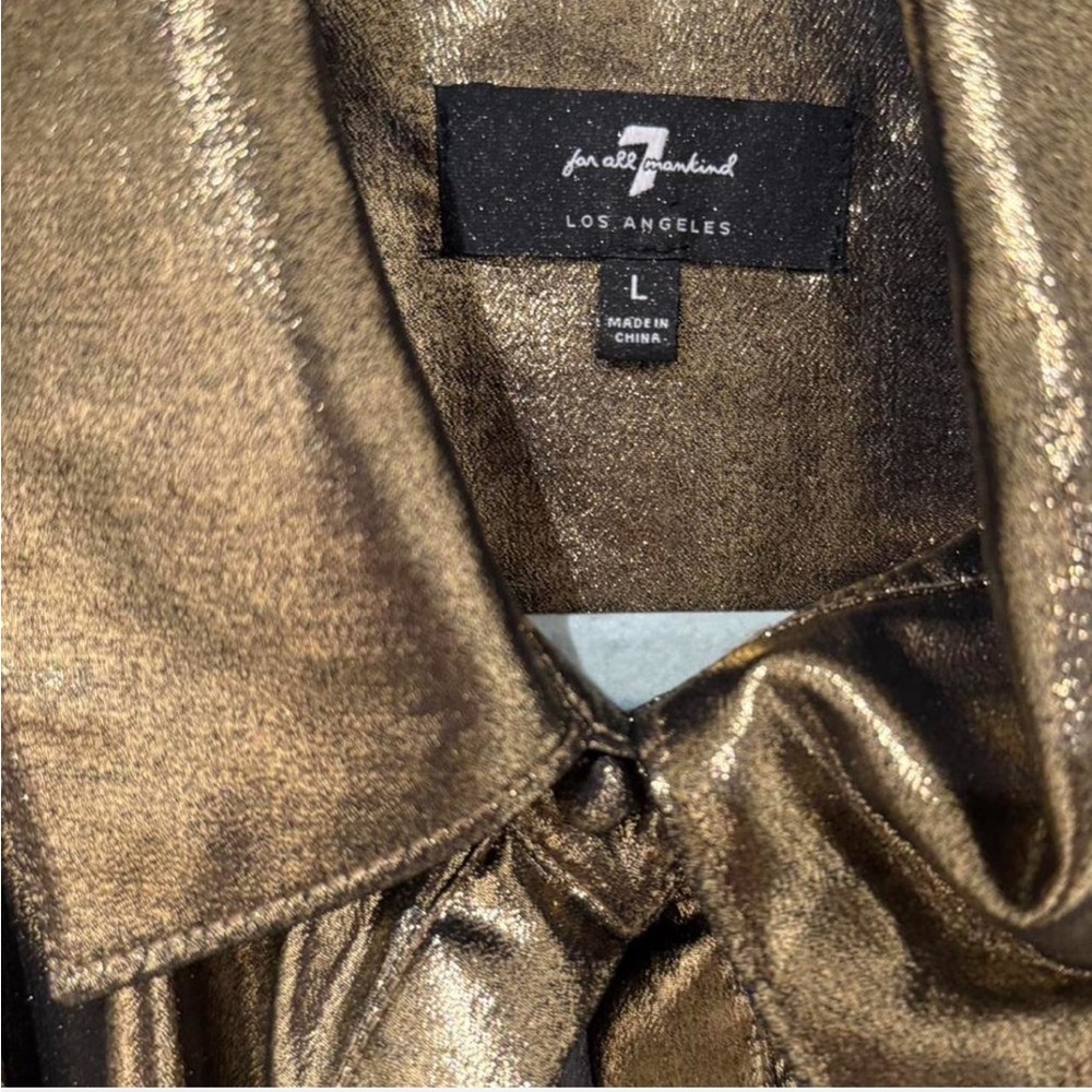 7 For All Mankind Shiny Gold Blouse - Picture 4 of 6